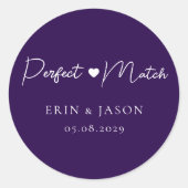 Sticker Rond Parfait ! Violet, simple, mariage élégant (Devant)