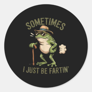 Sticker Rond Parfois je fais juste des pets drôles Grenouille q