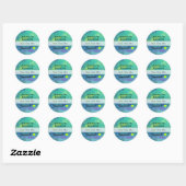 Sticker Rond Parfum Abstrait de bougie verte et bleue (Feuille)