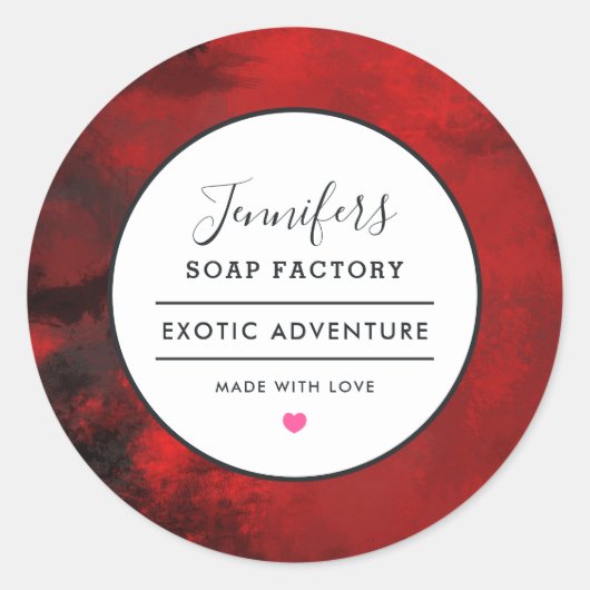 Sticker Rond Parfum de savon Abstrait noir et rouge moderne (Devant)