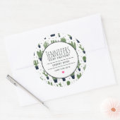 Sticker Rond Parfum de savon Motif de cactus vert foncé (Enveloppe)