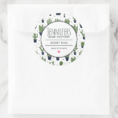 Sticker Rond Parfum de savon Motif de cactus vert foncé (Sac)