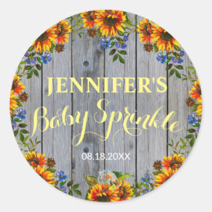 Sticker Rond Parfum de tournesol rustique en bois de Barnwood