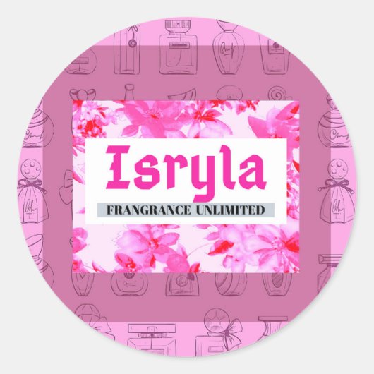Sticker Rond Parfum Isryla illimité (Devant)