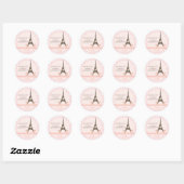 Sticker Rond Paris au printemps Fille Baby shower Favoriser (Feuille)