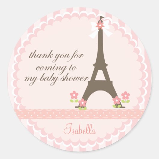 Sticker Rond Paris au printemps Fille Baby shower Favoriser (Devant)