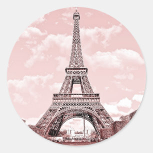 Sticker Rond Paris dans Tour Eiffel rose France