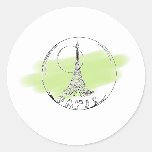 Sticker Rond paris dans une boule de verre (Devant)