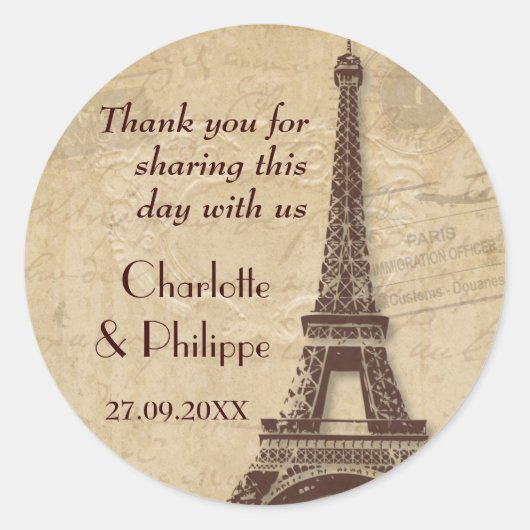 Sticker Rond Paris Destination Wedding (Devant)