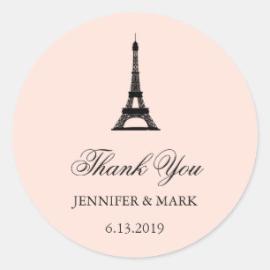 Sticker Rond Paris Elegance Blush Merci Mariage rose