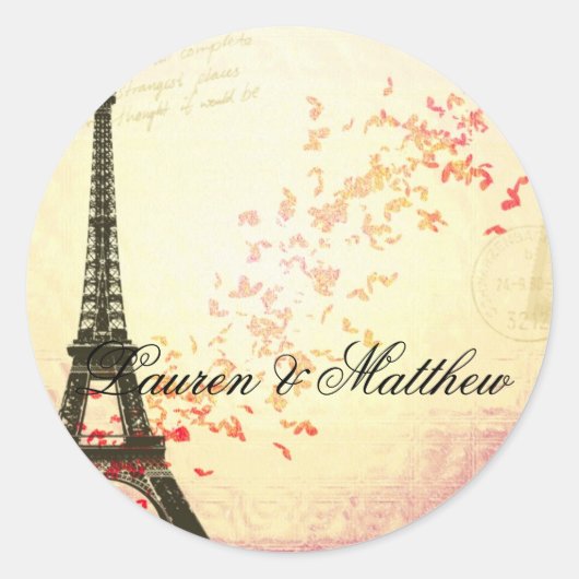 Sticker Rond Paris en amour - Tour Eiffel (Devant)