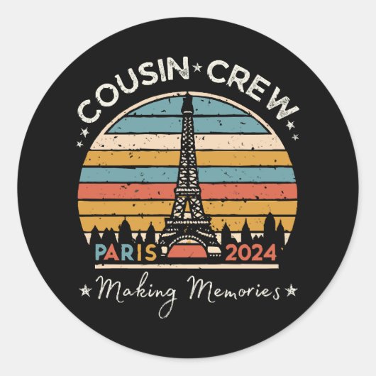 Sticker Rond Paris France - Souvenirs 2024 (Devant)