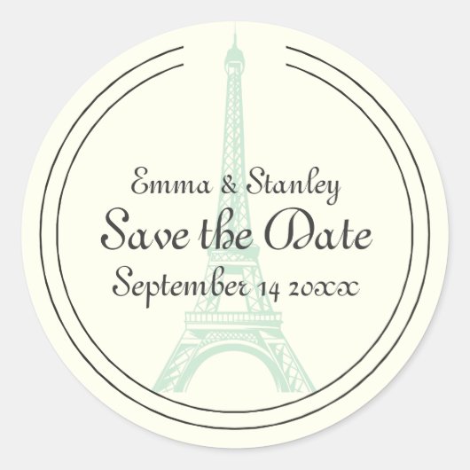 Sticker Rond Paris Monnaie mariage Tour Eiffel Enregistrer la d (Devant)