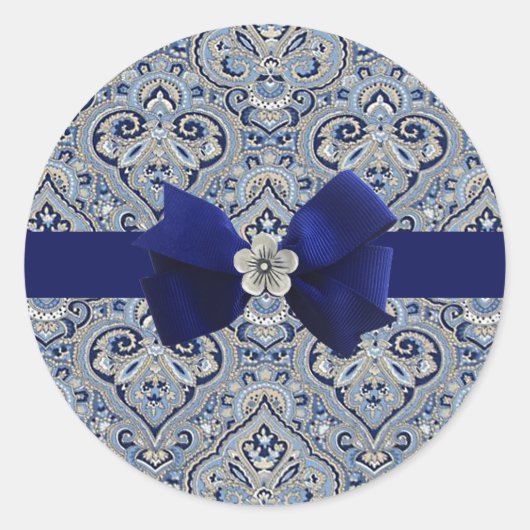 Sticker Rond Paris Paisley Indigo (Devant)