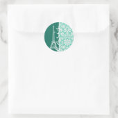 Sticker Rond Paris ; Seafoam Green Damask (Sac)