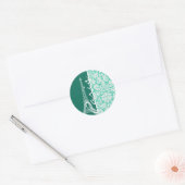 Sticker Rond Paris ; Seafoam Green Damask (Enveloppe)
