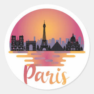 Sticker Rond Paris Skyline