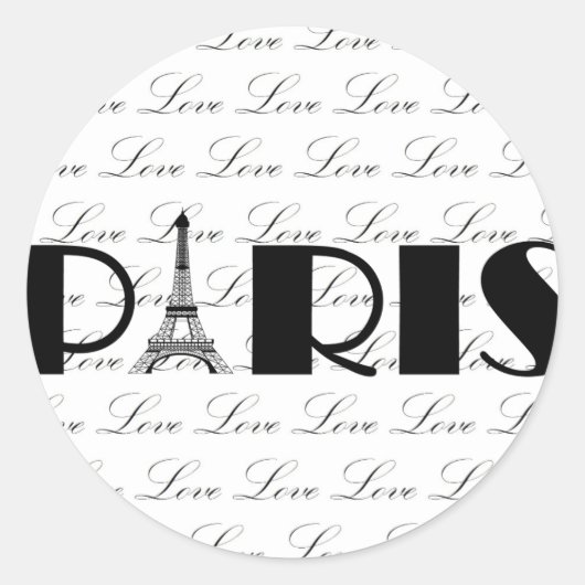 Sticker Rond Paris Tour Eiffel Amour (Devant)
