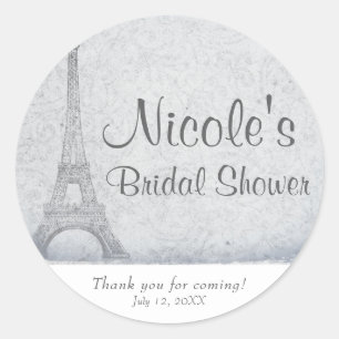 Sticker Rond Paris Tour Eiffel Vintage Mariage Elégant Faveur