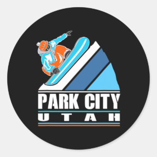Sticker Rond Park City Utah - Snowboardeur Vintage