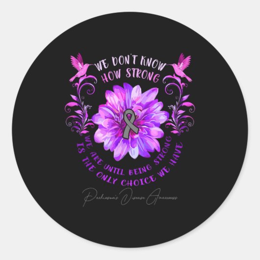 Sticker Rond Parkinsons Disease Awareness Flower We Dont Know  (Devant)