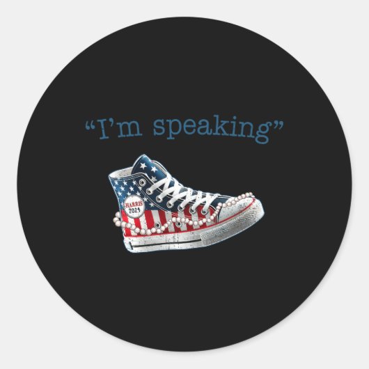 Sticker Rond Parlant Kamala Harris Président 2024 Drapeau améri (Devant)