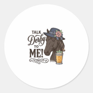 Sticker Rond Parle Derby à Moi Cheval Gravure Vintage T-Shirt_1
