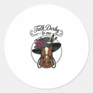 Sticker Rond Parle Derby à Moi Design de Chapeau de Cheval Vint