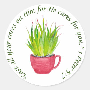 Sticker Rond Parler Jésus Succulents