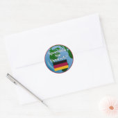 Sticker Rond Parles-tu allemand ? en allemand. Drapeau et globe (Enveloppe)