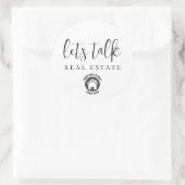 Sticker Rond Parlons immobilier Ajouter un logo (Sac)