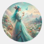 Sticker Rond Parmi les fleurs (Devant)