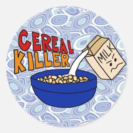 Sticker Rond Parody Cereal Killer Petit déjeuner Humour aliment (Devant)
