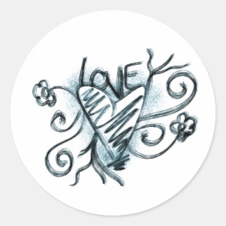 Sticker Rond Parole d'amour avec coeur