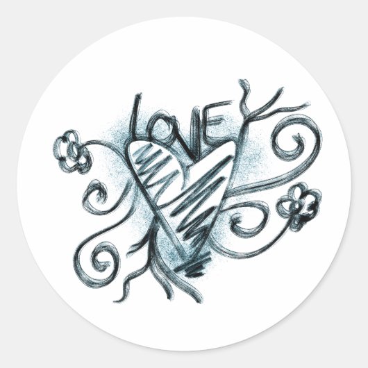 Sticker Rond Parole d'amour avec coeur (Devant)