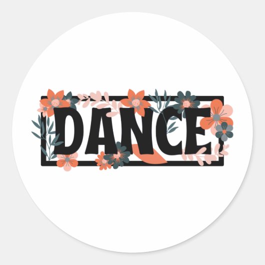 Sticker Rond Parole De Danse Avec Impression Florale (Devant)