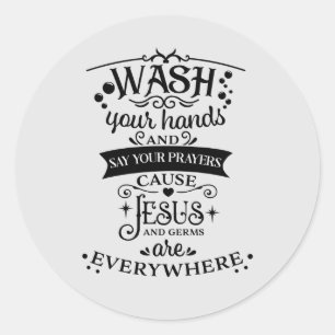 Sticker Rond Parole religieuse art laver les mains Prières
