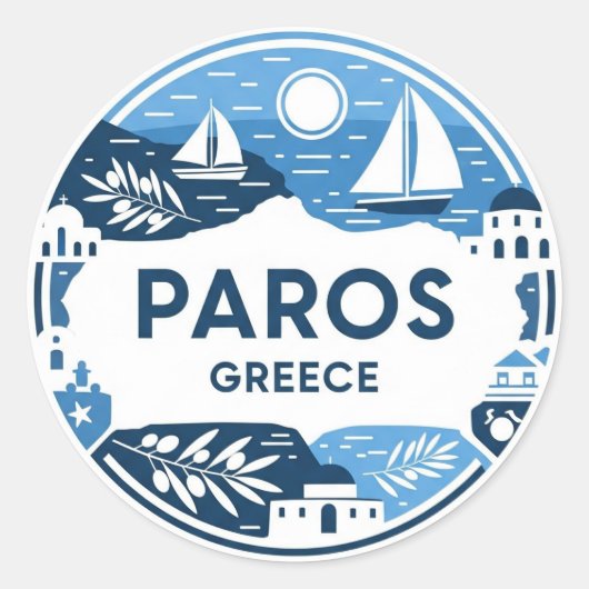Sticker Rond Paros Grèce Island Travel (Devant)