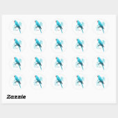 Sticker Rond Parrot bleu indien Ringneck (Feuille)