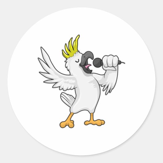 Sticker Rond Parrot en chanteur avec microphone (Devant)