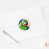 Sticker Rond Parrot générée par l'IA mignon (Enveloppe)