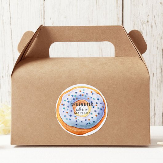 Sticker Rond Parsemé de baby shower beigne bleu amour