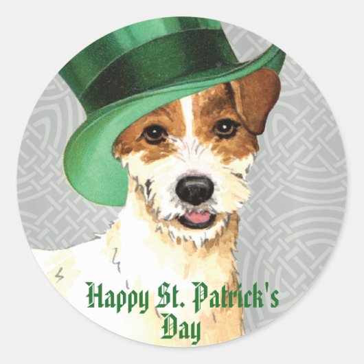 Sticker Rond Parson de la Saint Patrick Russell Terrier (Devant)