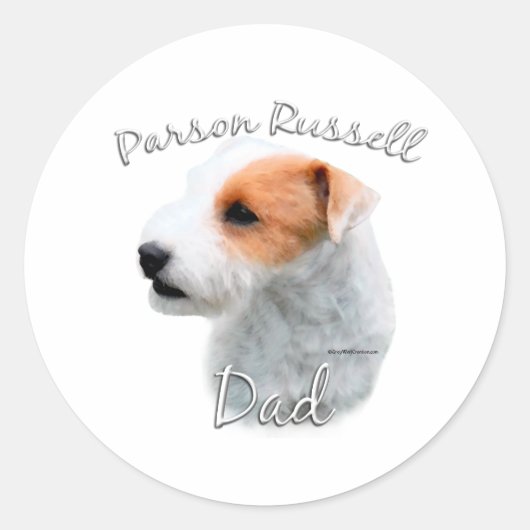 Sticker Rond Parson Russell Terrier Papa 2 (Devant)