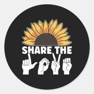 Sticker Rond Partagez l'amour ASL American Sign Language Awards