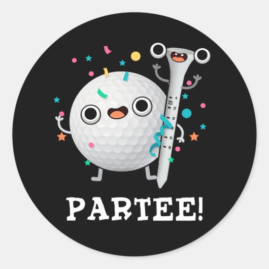 Sticker Rond Parté Tee joli jeu de golf Dark BG (Devant)