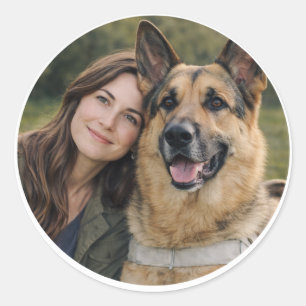 Sticker Rond Partenariat entre une femme et son chien guide Ber
