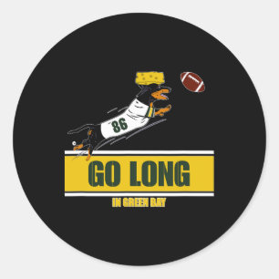Sticker Rond Partez Longtemps à Green Bay Funny Dachshund Footb