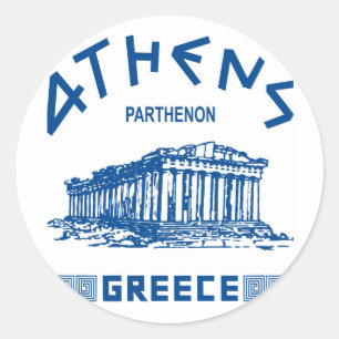 Sticker Rond Parthenon - Athènes - Grec (bleu)