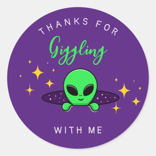 Sticker Rond Parti Anniversaire de enfant Alien (Devant)
